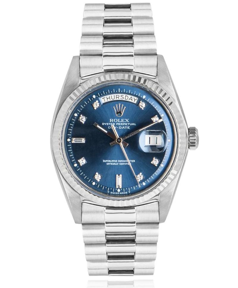 ROLEX DAY-DATE VINTAGE WHITE GOLD BLUE DIAMOND DIAL 1803
