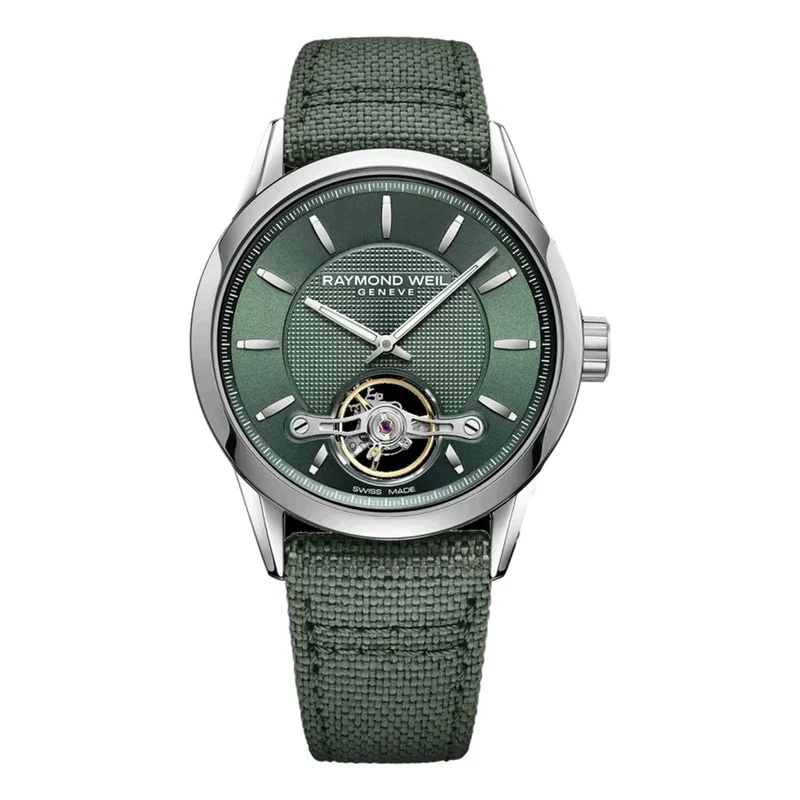 Raymond Weil Freelancer Open Aperture Green Dial Strap Reference 2780-STC-5200