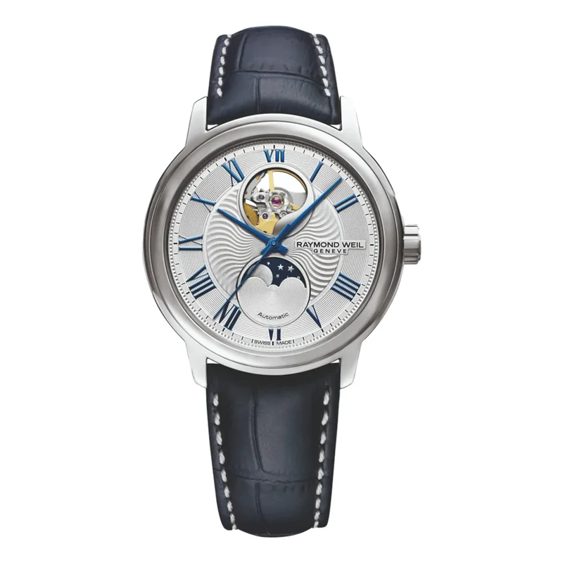 Raymond Weil Maestro Open Aperture Moonphase Silver Dial Reference 2240-STC-00655