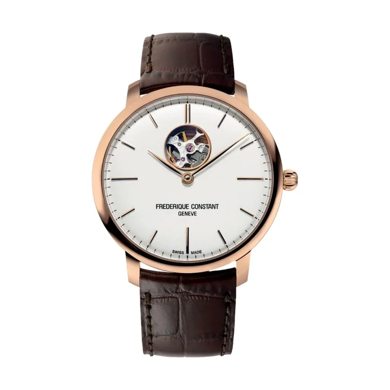 Frederique Constant Slimline Heart Beat Automatic Silver Dial Rose Gold-Plated Case Reference FC-312V4S4