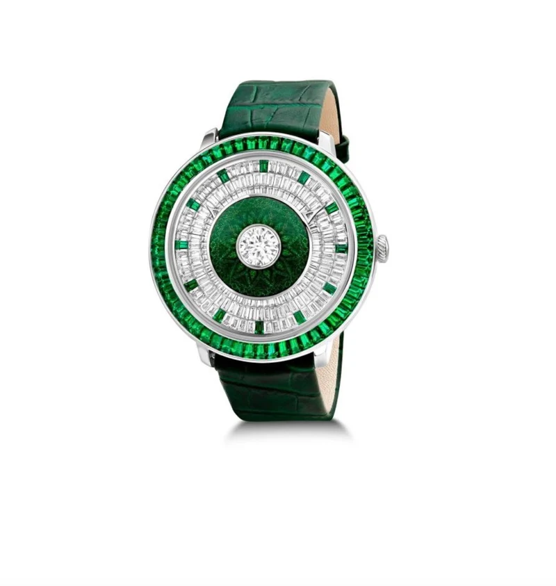 GemAddict Diamond & Emerald platinum watch REF: 2818/1