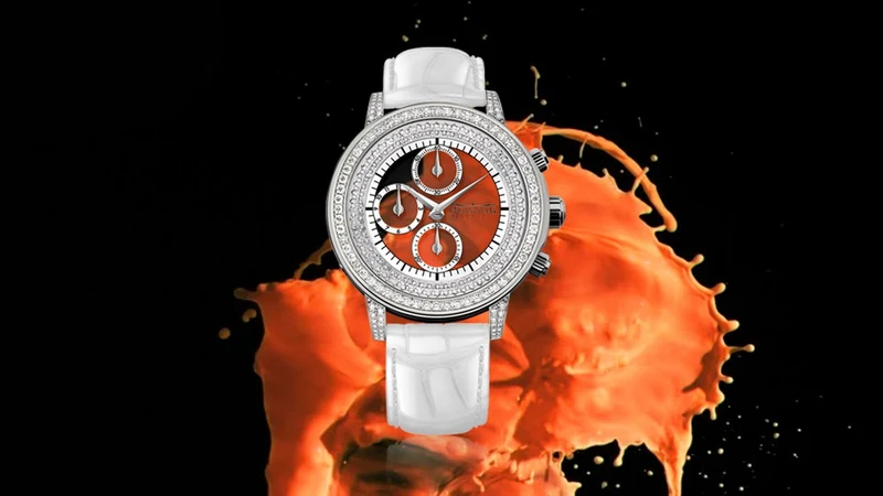 QUINTING Mysterious Chronograph, 232 Diamonds, Leather Strap