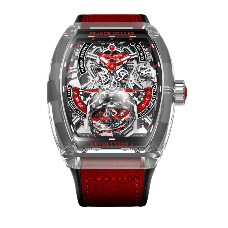 FRANCK MULLER Vanguard Revolution 3 Skeleton Sapphire - Red Model Ref : V50 REV 3 PR SQT ER SAPHIRE