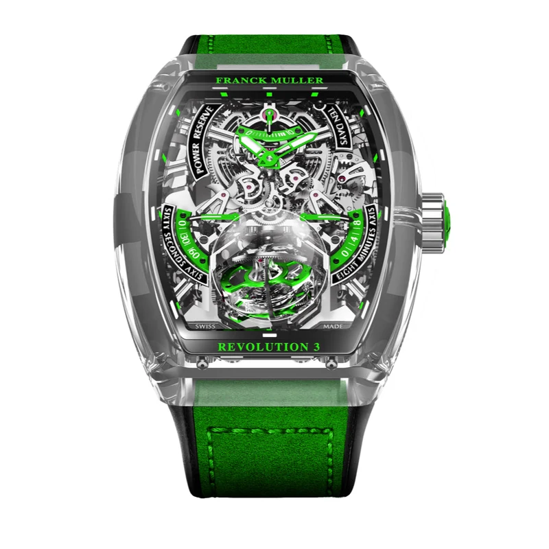 FRANCK MULLER Vanguard Revolution 3 Skeleton Sapphire - Green Model Ref : V50 REV 3 PR SQT VR SAPHIRE