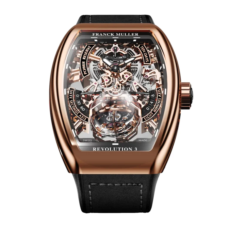 FRANCK MULLER Vanguard Revolution 3 Skeleton Rose Gold Model Ref : V50 REV 3 PR SQT (NR)