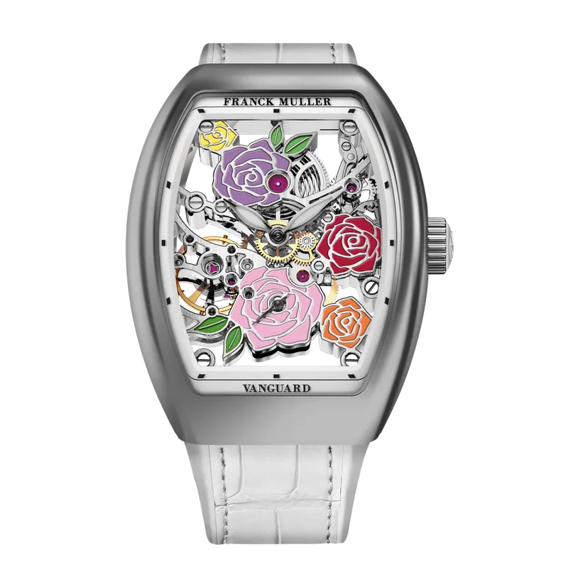 FRANCK MULLER V32 Vanguard Lady Rose Polished Stainless Steel Model Ref : V32 S6 SQT ROSE COL DRM (BC) (5N