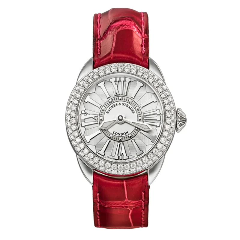 BACKES & STRAUSS Piccadilly 33 Stainless Steel Diamond Bezel Model Ref : PC.33.QZ.D2R.SP#ST.WWR