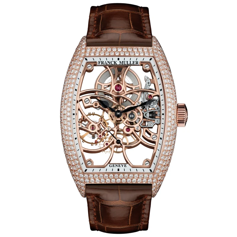 FRANCK MULLER Cintree Curvex Rose Gold Skeleton Full Diamond Model Ref : 8880 B S6 SQT D 5N