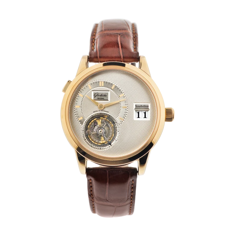 Glashütte Original Senator Panomatic Tourbillon Reference 93-01-01-04, a rose gold automatic wristwatch with date, circa 2000's