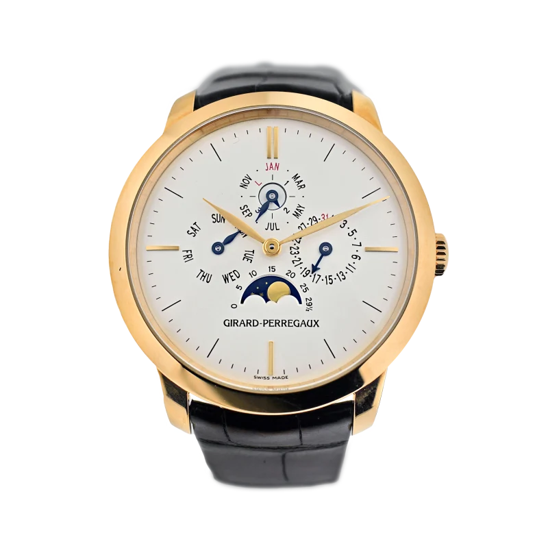 Girard-Perregaux Vintage reference 90535-52-131-BK6A, a rose gold wristwatch with moon phases, Circa 1966