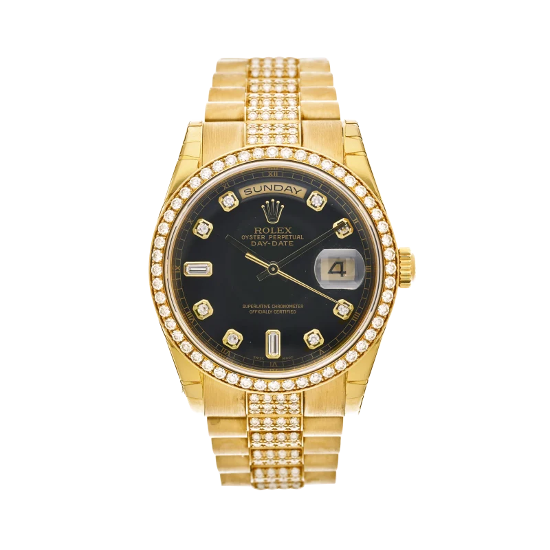 Rolex Day-Date President Reference 118348RBR, a yellow gold and diamond wristwatch, Circa 2000