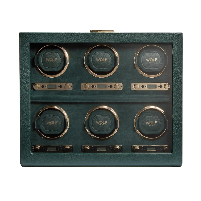 WOLF British Racing 6-Piece Watch Winder In Green