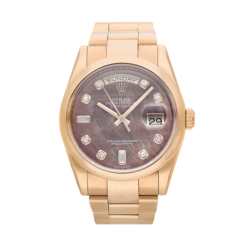 Rolex Day Date Reference 118205F, a rose gold automatic wristwatch with day and date, Circa 2009