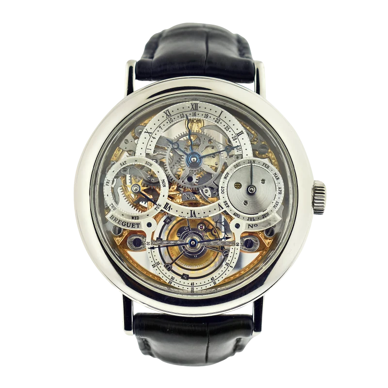 Breguet Grand Complication Reference 3755PR/1E/9V6, a platinum manual wristwatch with tourbillon and perpetual calendar