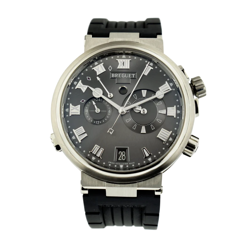 Breguet Marine Reference 5547TI/G2/5ZU, a titanium automatic wristwatch with GMT, date and alarm, Circa 2020