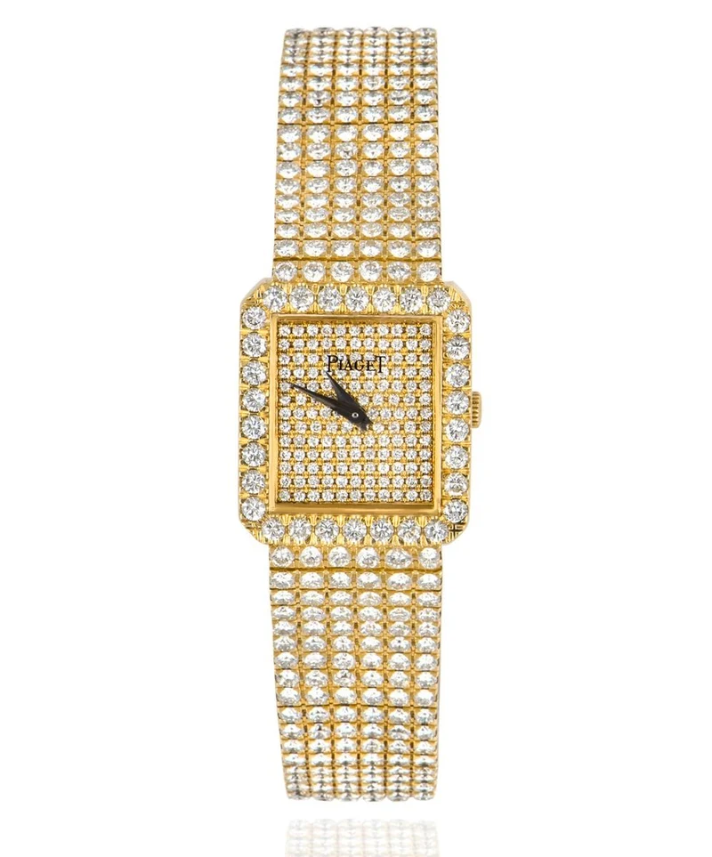 PIAGET FULLY LOADED DRESS WATCH WOMEN'S 18K YELLOW GOLD PAVE DIAMOND DIAL DIAMOND SET 83541 C626