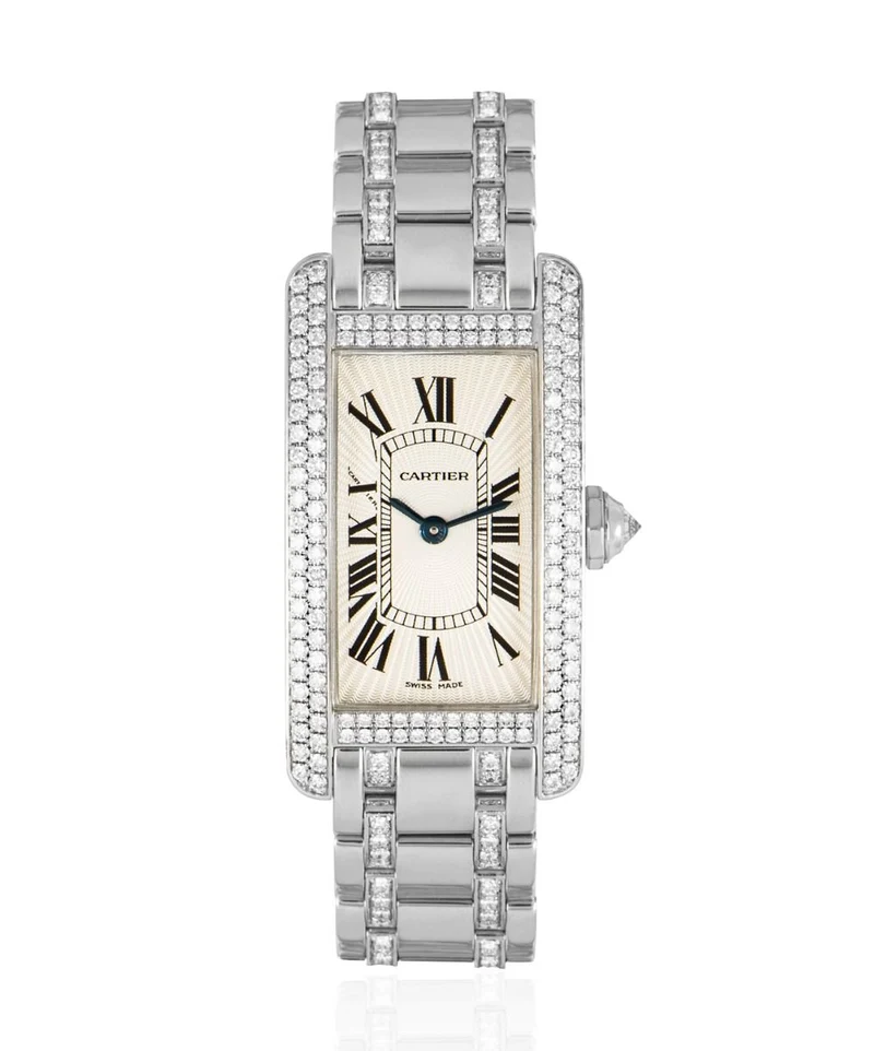 CARTIER TANK AMERICAINE WHITE GOLD DIAMOND SET