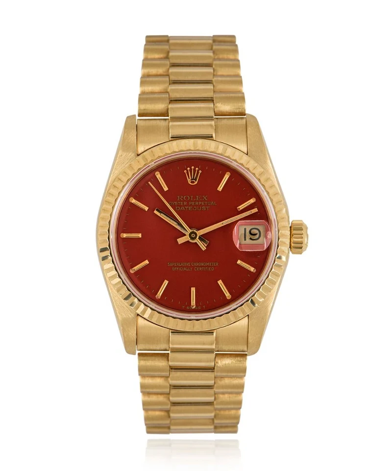 ROLEX RARE DATEJUST CORAL STELLA DIAL 68278
