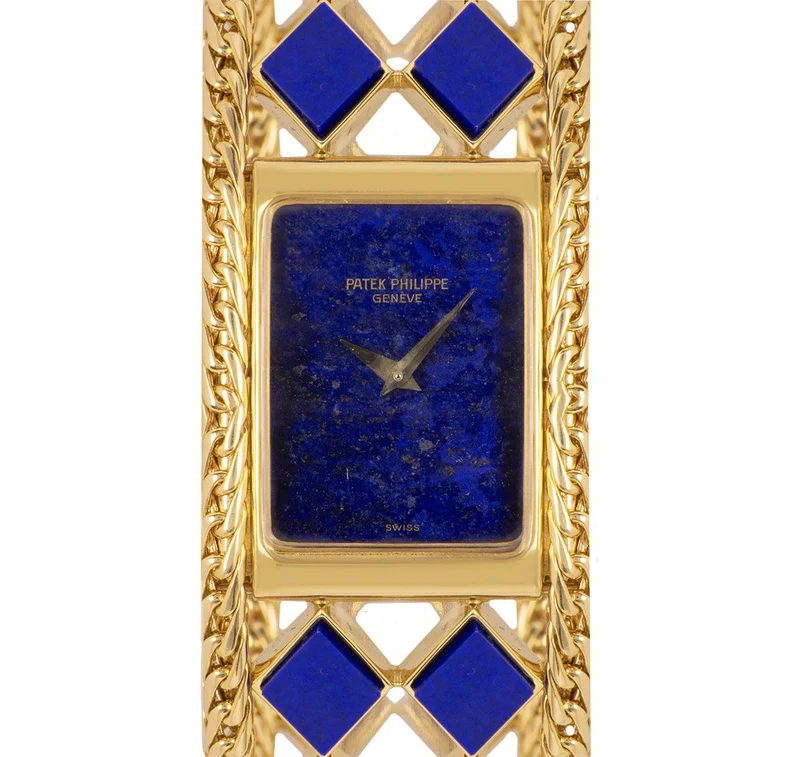 PATEK PHILIPPE RARE COCKTAIL DRESS WATCH VINTAGE WOMEN'S 18K YELLOW GOLD LAPIS LAZULI SET 4241
