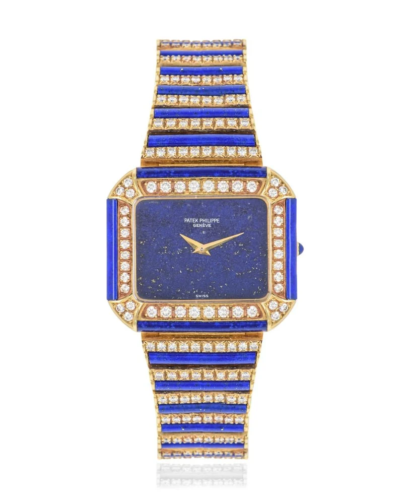 PATEK PHILIPPE VERY RARE COCKTAIL WATCH YELLOW GOLD LAPIS & DIAMOND SET 4399/1