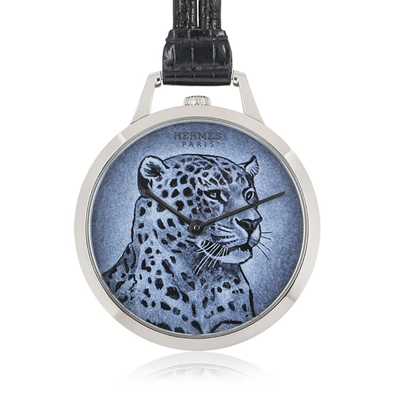HERMES SLIM PANTHERE POCKET WATCH WHITE GOLD EP2.990A