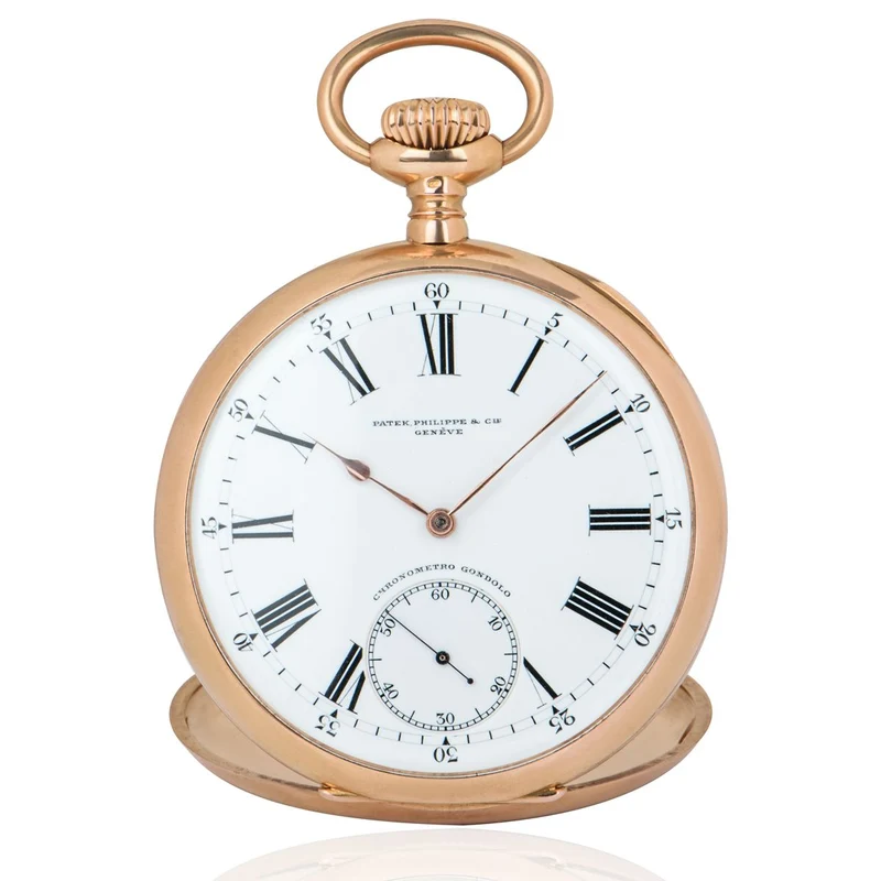 PATEK PHILIPPE ROSE GOLD GONDOLO KEYLESS LEVER OPEN FACE POCKET WATCH 1904
