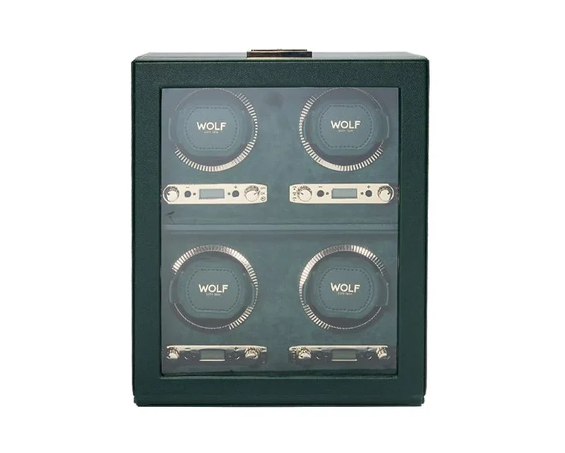 WOLF 1834 WATCH WINDERS, CASES AND JEWELLERY STORAGE British Racing 4 Watch Winder - Green Model Ref : 793041