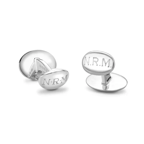 DEAKIN & FRANCIS CUFFLINKS STERLING SILVER BLACK ENAMEL PYRAMID DETAIL