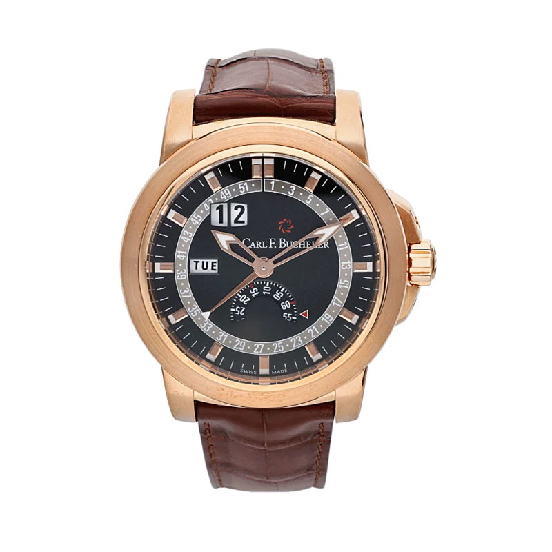 Carl F. Bucherer Patravi EvoTec Calendar Reference 00.10629.03.33.01, a rose gold automatic wristwatch with full calenda