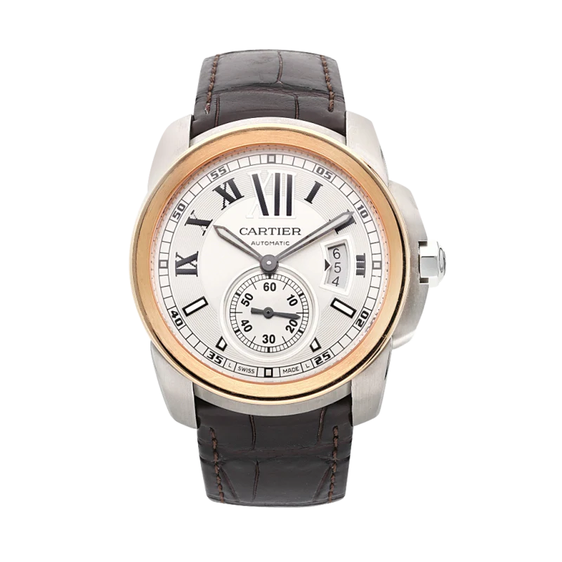 Cartier Calibre de Cartier Reference W7100039, a stainless steel and rose gold automatic wristwatch with date, Circa 2010s