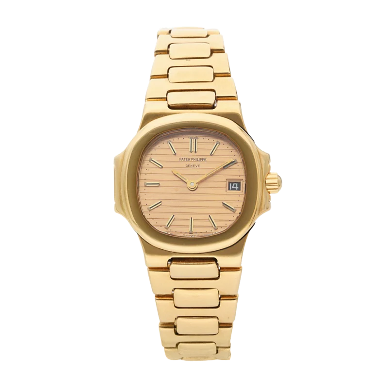 Patek Philippe Nautilus Reference 4700J, a yellow gold quartz wristwatch with date and rare champagne gilt tritium dial, Circa 1982