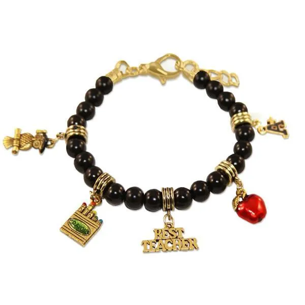 Teacher Charm Bracelet in Gold