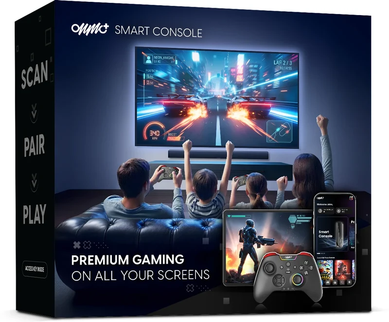 ONMO+ Pro Edition Bluetooth Smart Console with Premium Games and Pro Controller for TV, Laptop, Tablet and Smartphone (Black with Red) (3 - 6 Months Subscription)