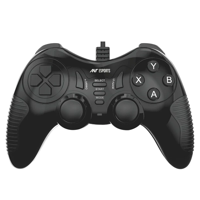 Ant Esports GP130 Wired Gamepad for PC, PS3, Android TV, Laptop – Dual Vibration USB Controller with Turbo Mode, 14 Buttons, Plug & Play, Ergonomic Design, Compatible with Windows & Steam_ Black