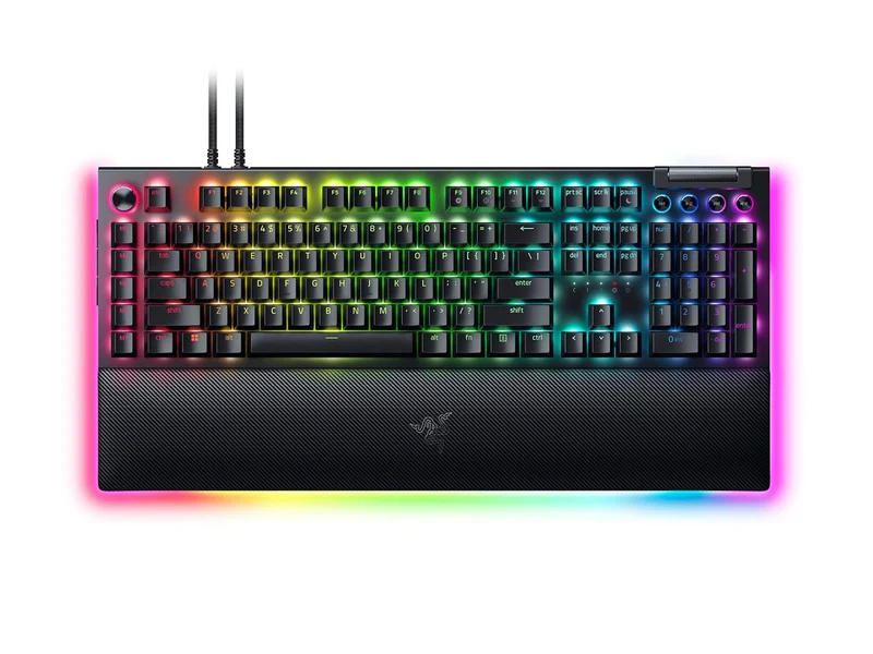 Razer BlackWidow V4 Pro Smartchoice Mechanical Gaming Keyboard, Green Switch Clicky Keys, RGB Chroma Backlit, Programmable Macro Dial, Magnetic Wrist Rest, USB Wired, Anti-Ghosting, US Layout