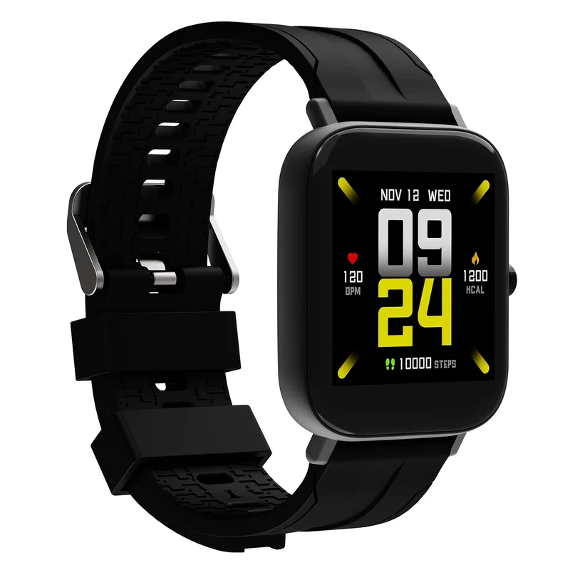 Wings Strive 100 with Real SPO2 1.4 inch Large Display Smartwatch (Black Strap, Free)