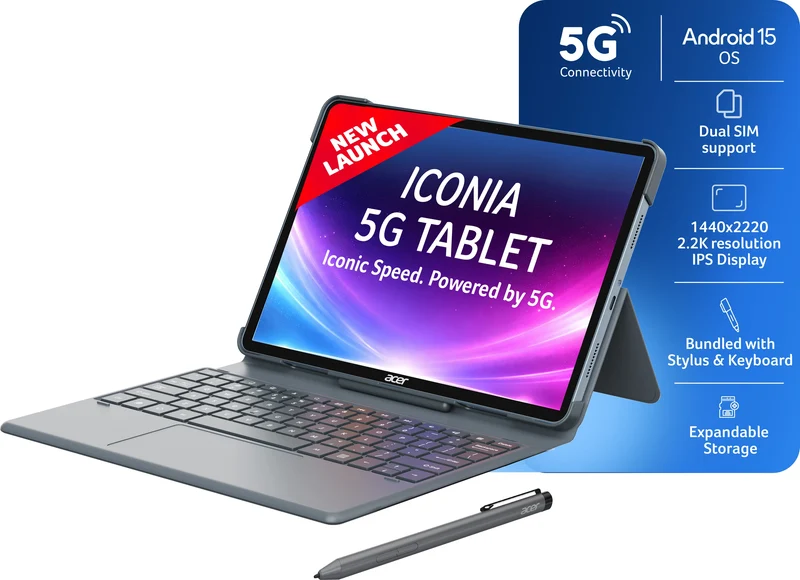 Acer Iconia iM11-22M5G with Stylus and Keyboard 8 GB RAM 128 GB ROM 11.45 inch with Wi-Fi+5G MediaTek 8791 CPU – Octa core Up to 2.4 Ghz Tablet