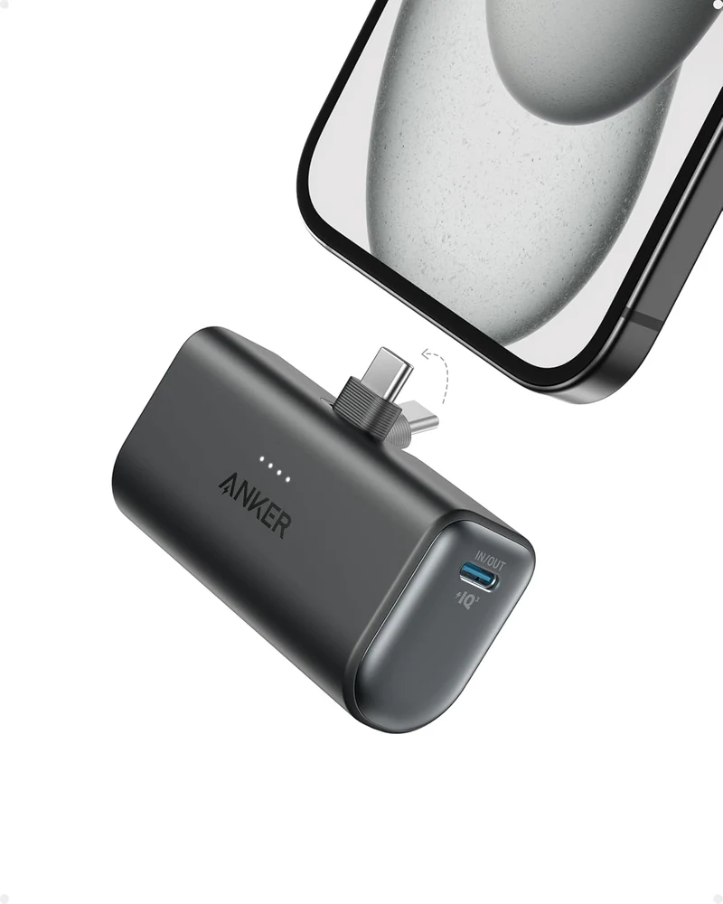 Anker iPhone 15 Portable Charger, Nano Power Bank with Built-in USB C Connector,5,000mAh Portable Charger 22.5W,for iPhone 15 Series,Samsung S22/23 Series,iPad Pro/Air,AirPods,and More,Black
