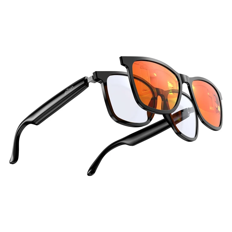 pTron Orbis Urban Smart Clip-On Smart Glasses w/Bluetooth V5.4, Open Ear Music, Handsfree Calls, Protects Eye from Blue Light Emitted from Digital Screens, 8Hrs Playtime, Connect with Phones