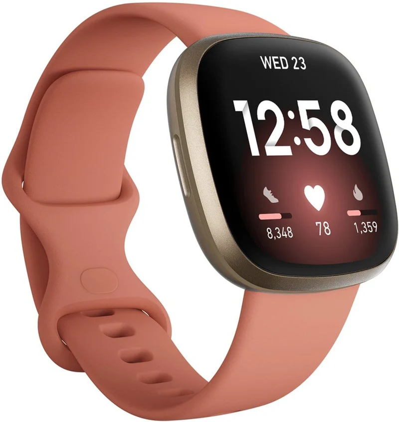 FITBIT Versa 3, Smartwatch (Pink Strap, Regular)