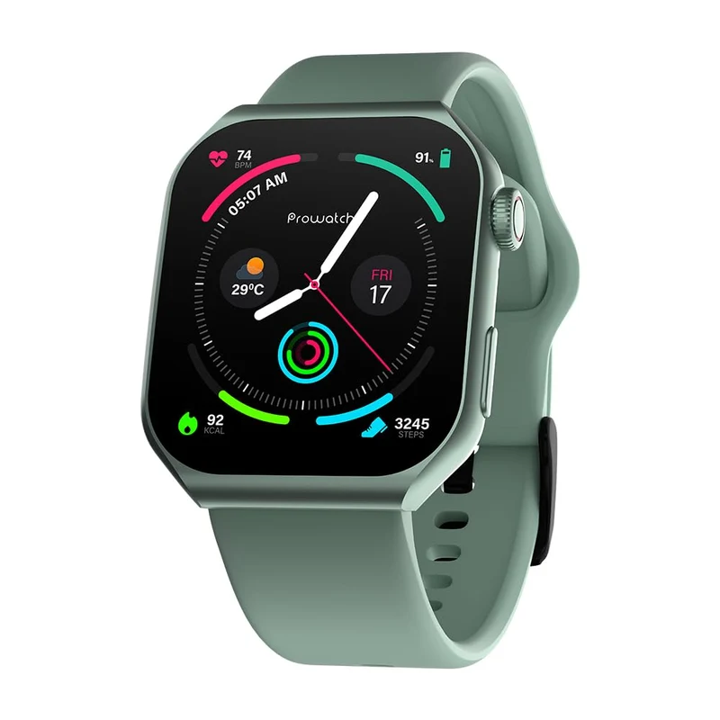 Prowatch V1 (Mint Shirobi), 1.85" 2.5D Curved Amoled Display with Corning Gorilla Glass 3, Blutooth Calling, Silicone Strap