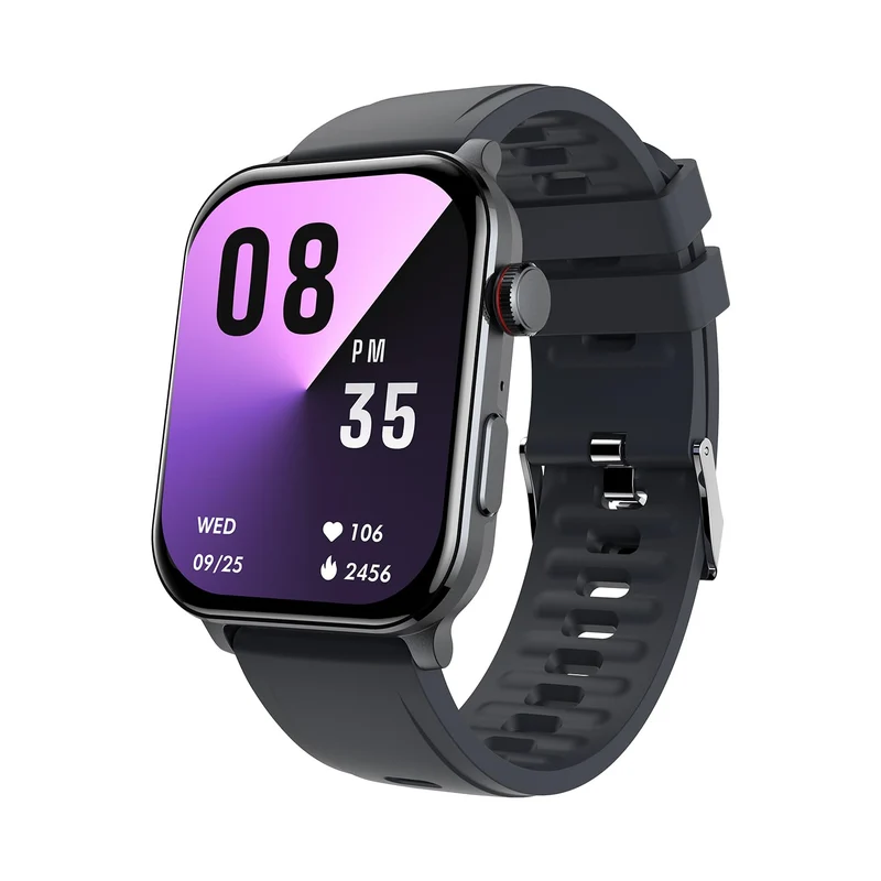 itel ICON-3 Smartwatch with Single chip BT Calling, 2.01" AMOLED Display, 500 Nits Brightness, Functional Crown, IP67 Waterproof, 170+ Watch Faces, 24Hr Health Monitor (Dark Chrome)