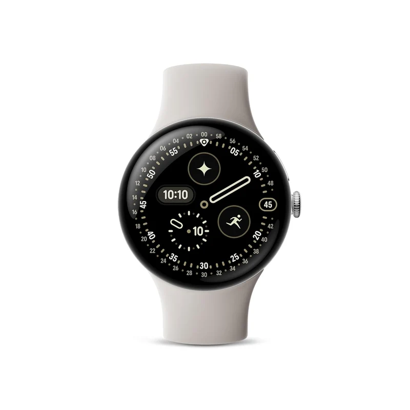 Google Pixel Watch 4 (41mm) - Android Smartwatch with Heart Rate and Sleep Tracking - 30-Hour Battery - Fitness Tracking - Google AI - Polished Silver Aluminum Case - Porcelain Active Band - Wi-Fi