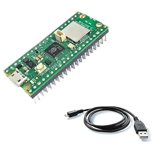 Raspberry Pi Pico W with Headers Soldered & USB Cable | RP2040 Dual-Core Cortex M0+ | 2.4GHz WiFi | 2MB Flash | Microcontroller Development Board