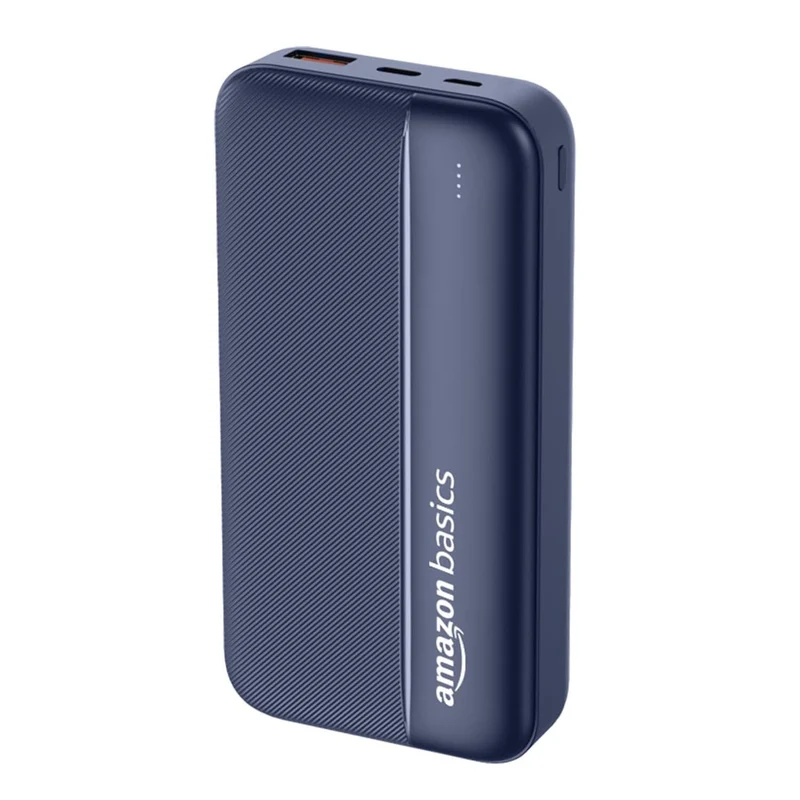Amazon Basics 20000 mAh Power Bank | 22.5W Fast Charging | Dual Output & Input | Charge 3 Devices Simultaneously | for Smartphones, TWS Earbuds, Speakers, Tablets
