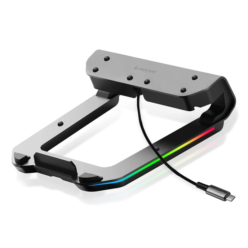 LAPCARE Legend Aluminium Alloy Tabletop RGB Laptop Stand, Space Grey