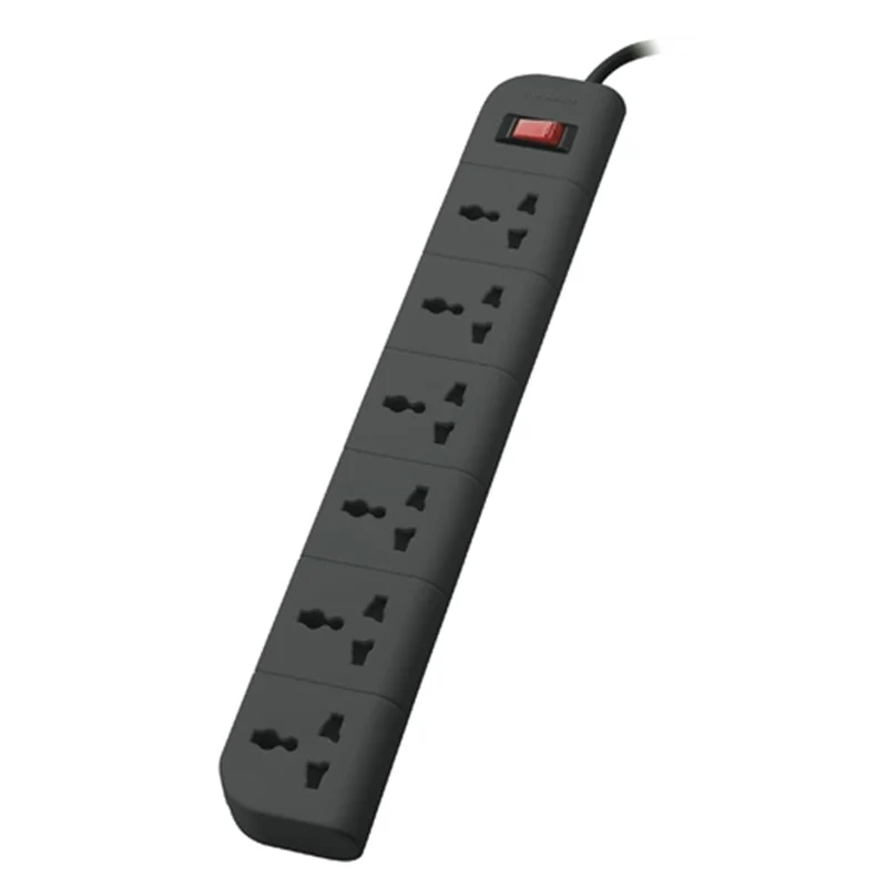 Belkin 6-Socket Extension Board with Surge Protector Universal Socket with 6.5Ft (2-Meter) Heavy Duty Cable Overload Protection, Comes with 5 Years Manufacturer Warranty, Grey Color, 220 Volts