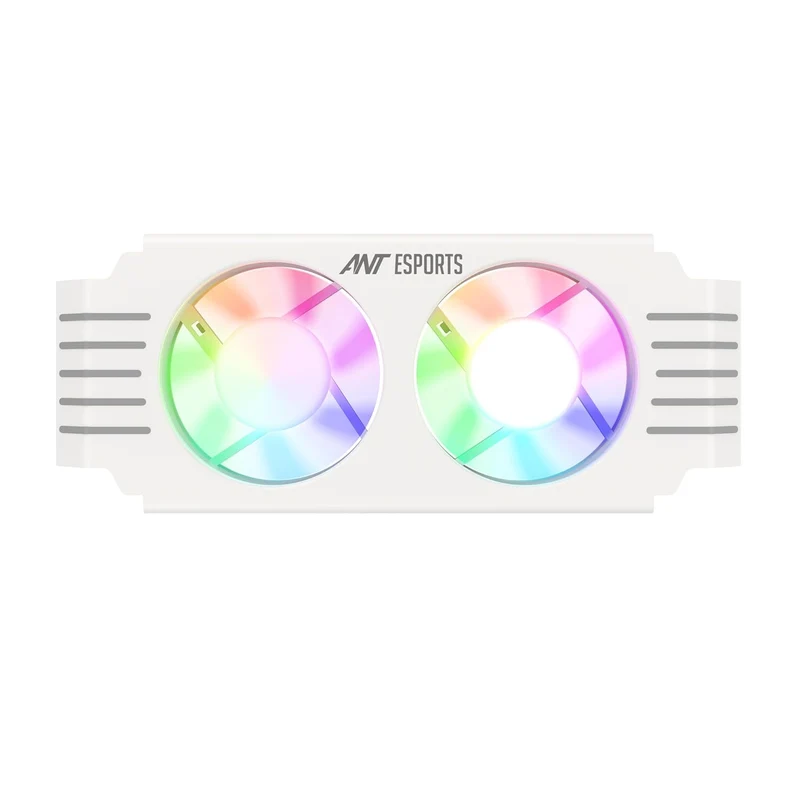 Ant Esports MMR50 RAM Cooler/Radiator Aluminum Heatsink with Dual 50mm 4-Pin PWM & 5V 3-Pin Addressable RGB Cooling Fans for 4 RAM sticks (White)