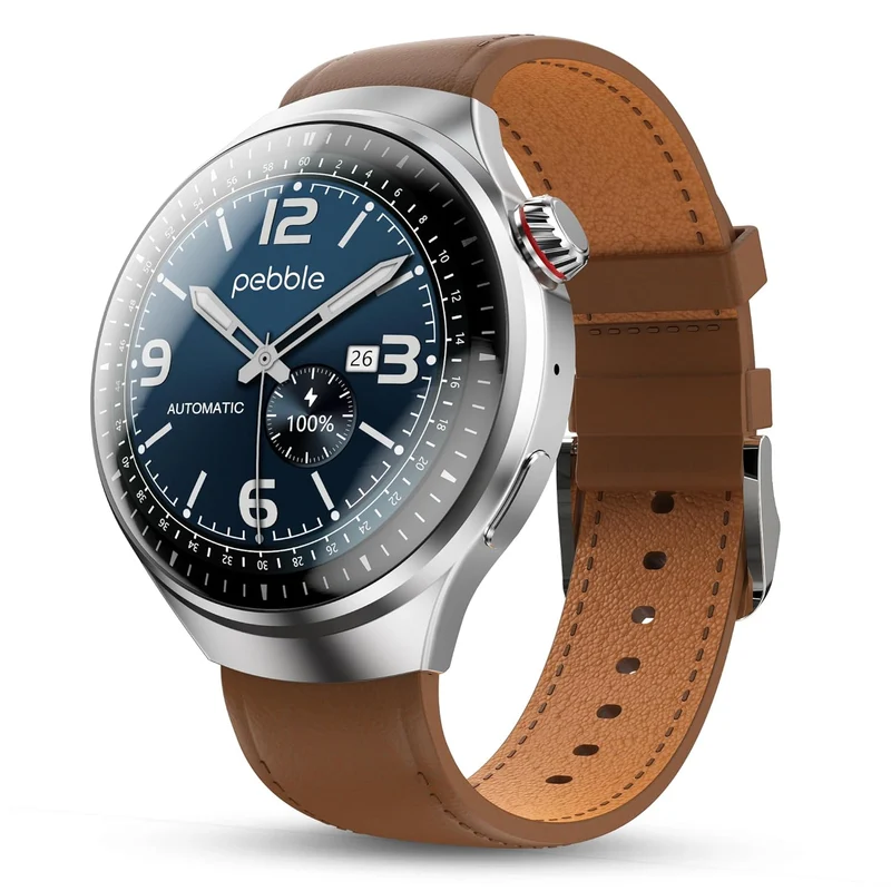 Pebble Dome Smartwatch 1.52" AMOLED Spherical Display | 3D Display | Metal Body | Leather Strap | Wireless Charging | India’s First Spherical Smartwatch