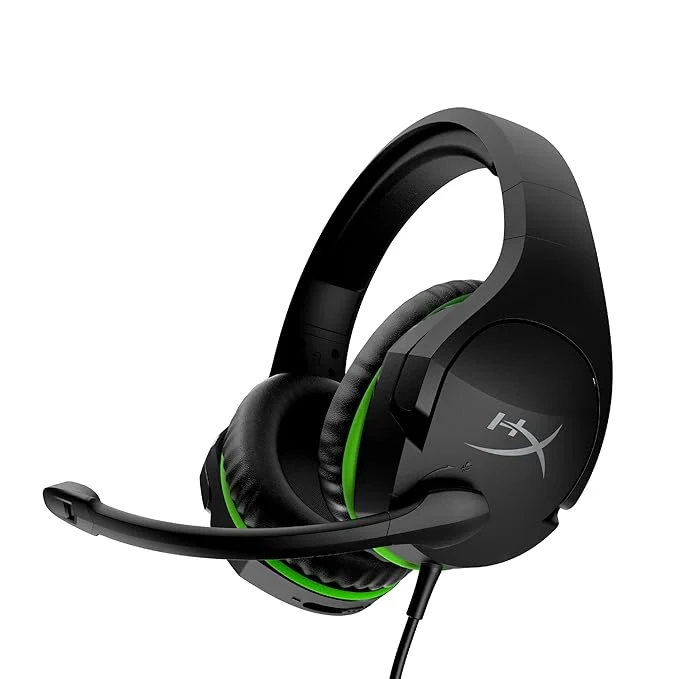 HyperX Cloudx Stinger Gaming Headphones, 3.5Mm Wired Connectivity, 40Mm Sound Drivers, Lightweight, Over Ear, Swivel-to-Mute Mic, Xbox-Licensed, Signature Memory Foam, Black-Green, 275G, 4P5K1AA